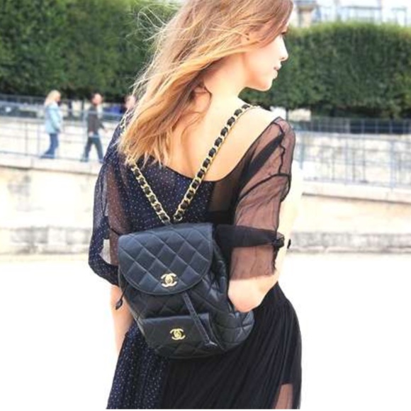 CHANEL Handbags - CHANEL Gold Chain Classic Flap Back Pack Bag